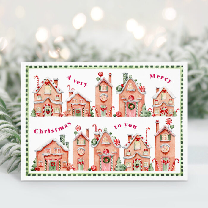 Pack of 10 Gingerbread House Christmas Cards
