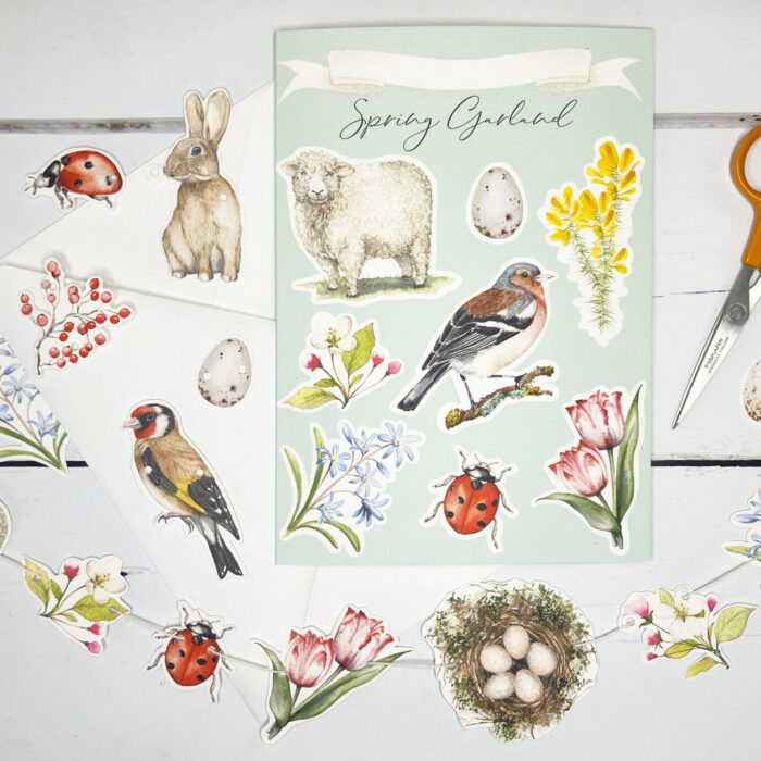 Printable Personalised Spring Garland Greetings Card