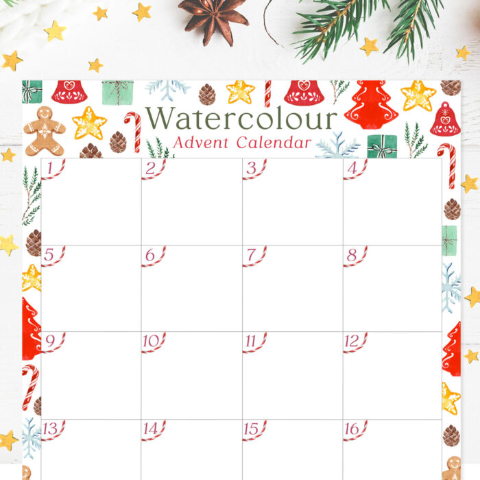 Watercolour Advent Calendar 2025