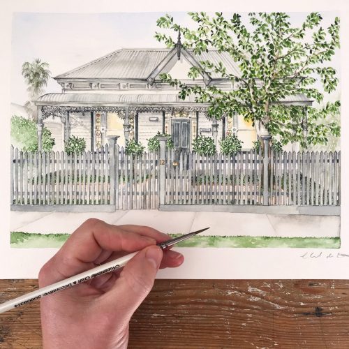 Commissioned Artwork, commissioned watercolour, home portrait