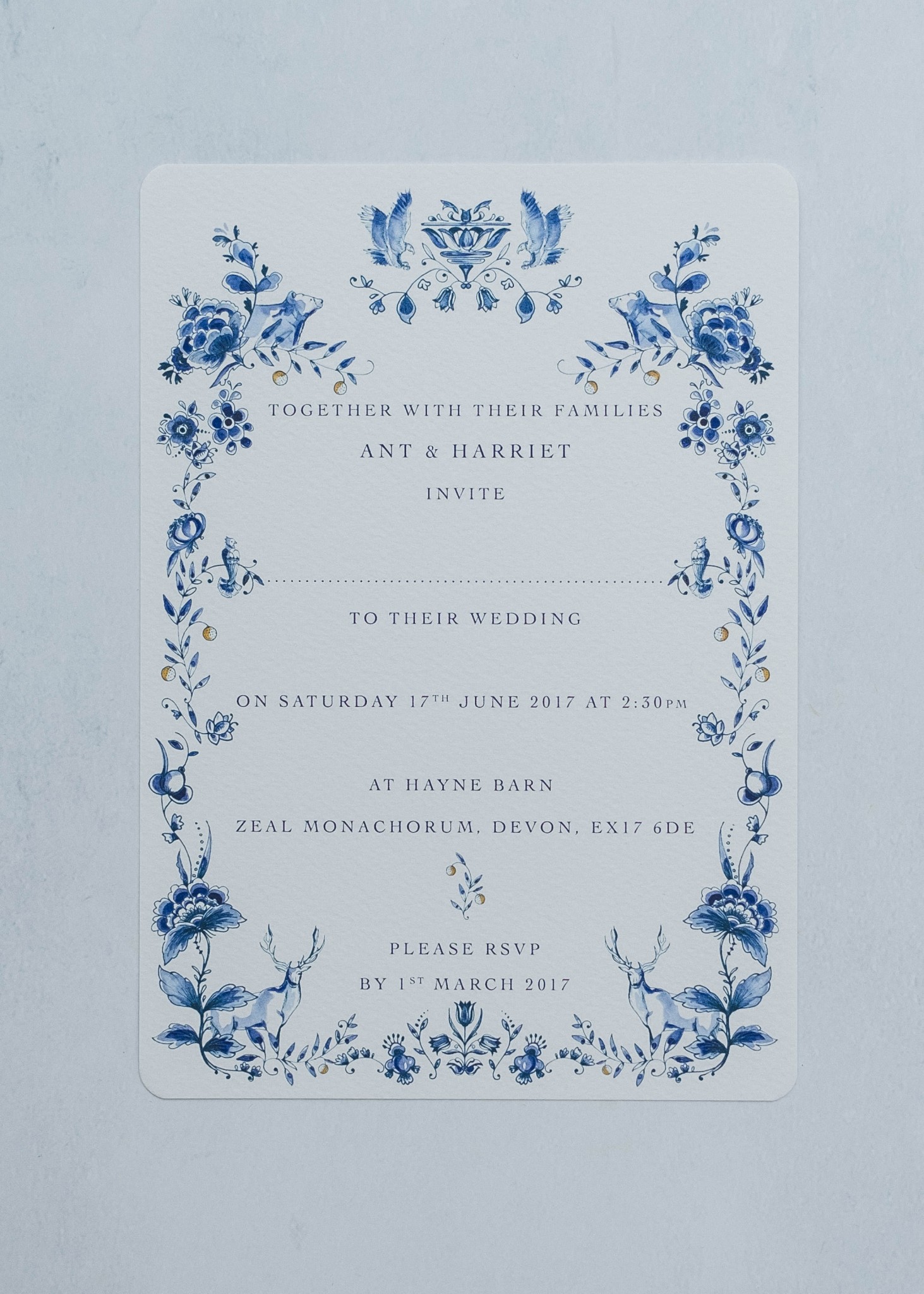 Ophelia Invitation. Image Farwood photography