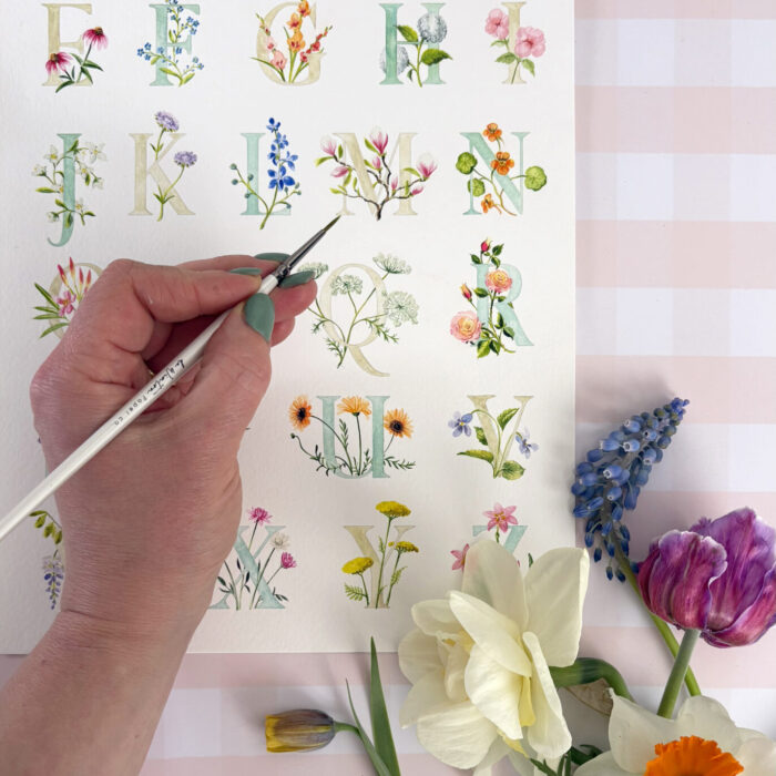 Paint Your Own Watercolour Floral Alphabet