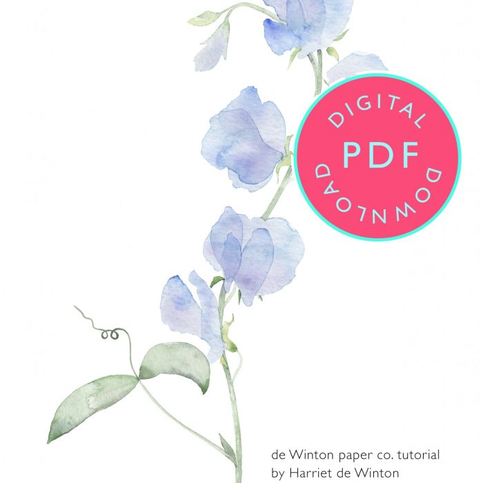 sweet pea watercolour tutorial, floral watercolour tutorial, flowers art work, floral art, watercolour tutorial UK
